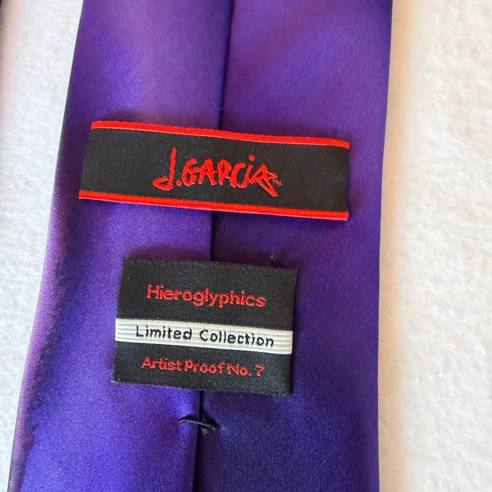 J Garcia‎ Hieroglyphics Men's Necktie Purple Black Silk Limited Edition Desiger